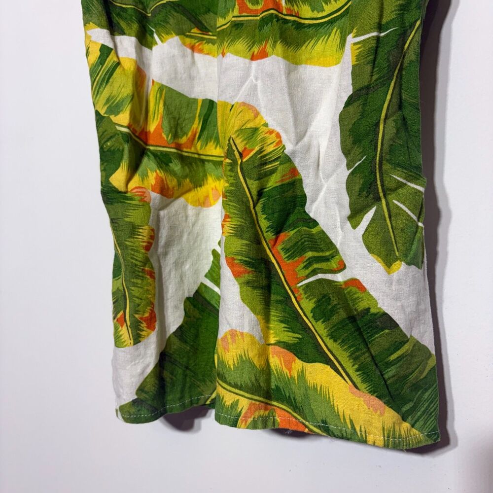 Cynthia Rowley Womens S Tropical Banana Leaf Linen Blend Halter Top Resort - Picture 7 of 11